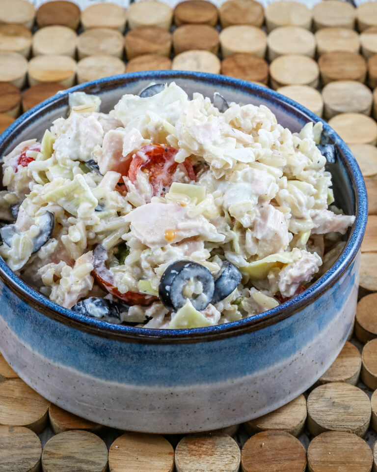tuna and rice salad in a bowl