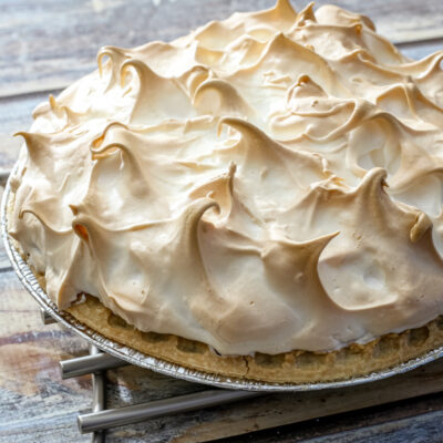A pie with brown sugar meringue topping.