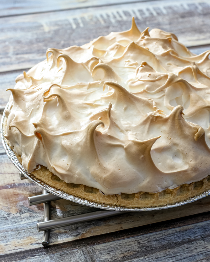 A pie with brown sugar meringue topping.