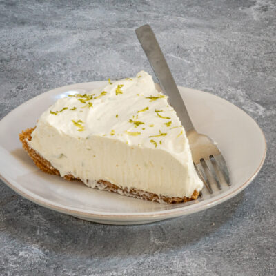 An easy no-bake key lime pie on a plate