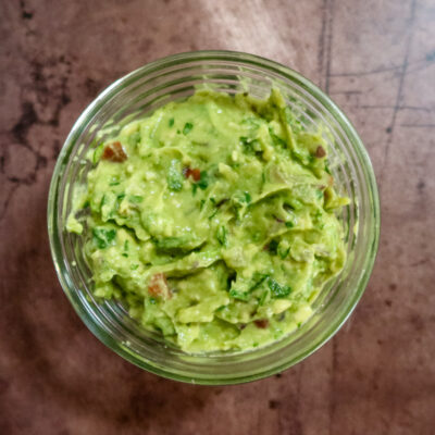 A bowl of freshly made guacamole.