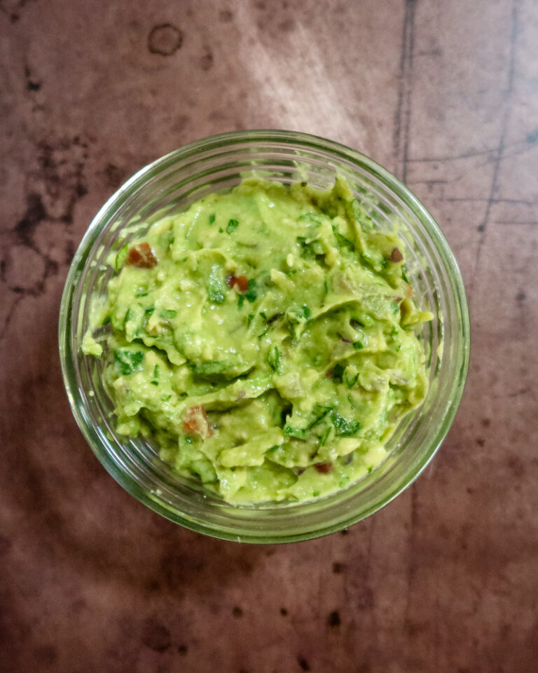 A bowl of freshly made guacamole.
