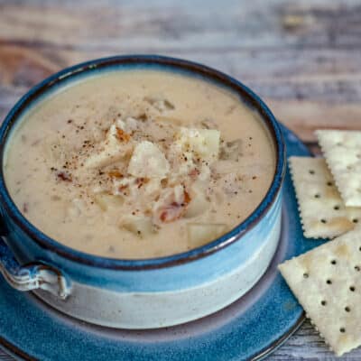 A bowl of fish chowder.