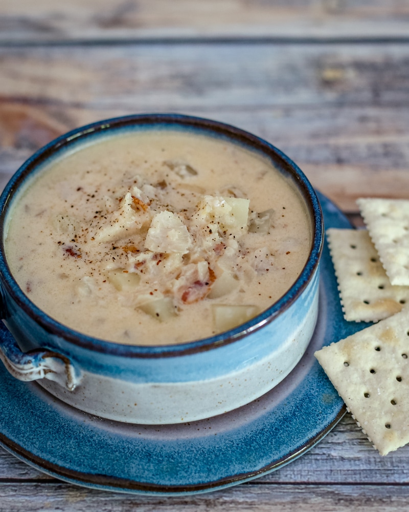 A bowl of fish chowder.