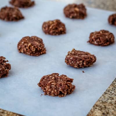 No bake cookies on wax paper.