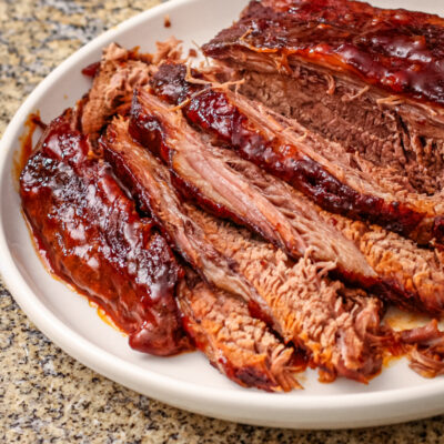 Slow cooker beef brisket with beer barbecue sauce
