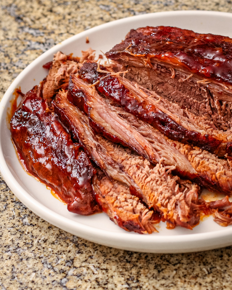 Slow cooker beef brisket with beer barbecue sauce