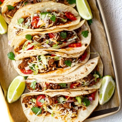 Tacos in flour tortillas.