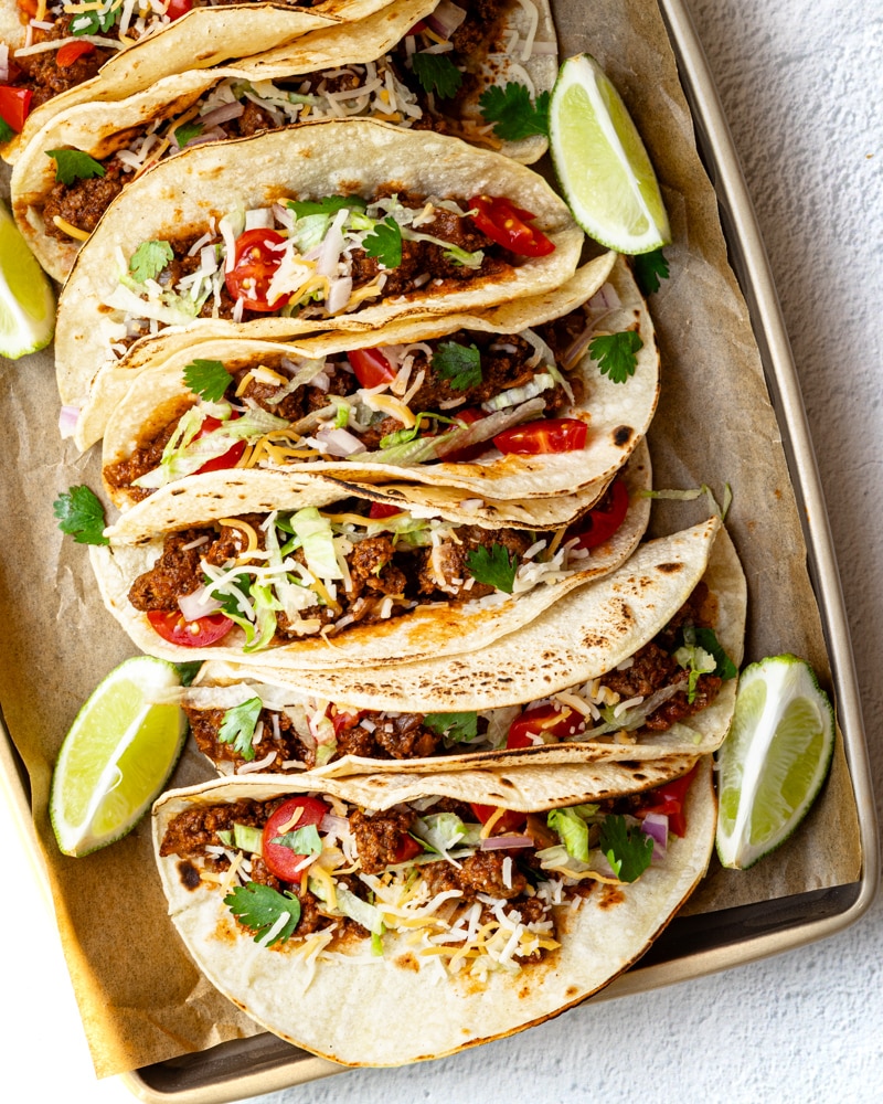 Tacos in flour tortillas.