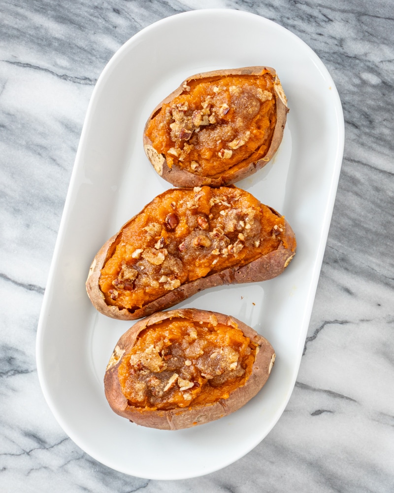 potatoes on a serving tray.