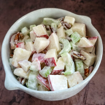 A bowl of waldorf salad.