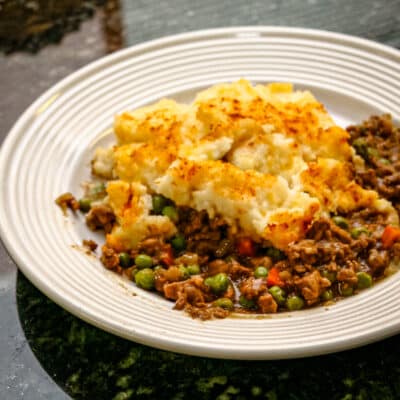 A classic cottage pie with a mashed potato topping.