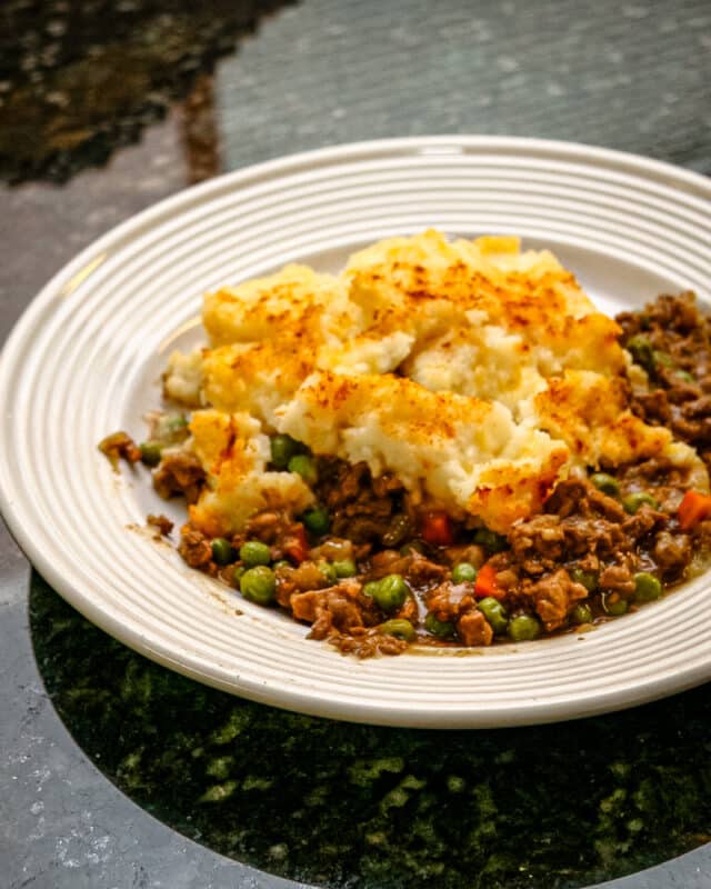 A classic cottage pie with a mashed potato topping.