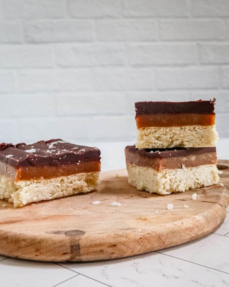 Layered millionaire's shortbread with a little sea salt.
