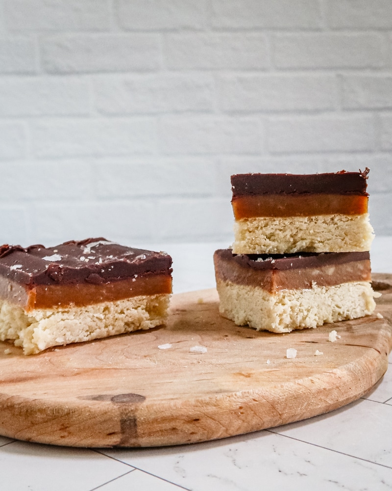 Layered millionaire's shortbread with a little sea salt.