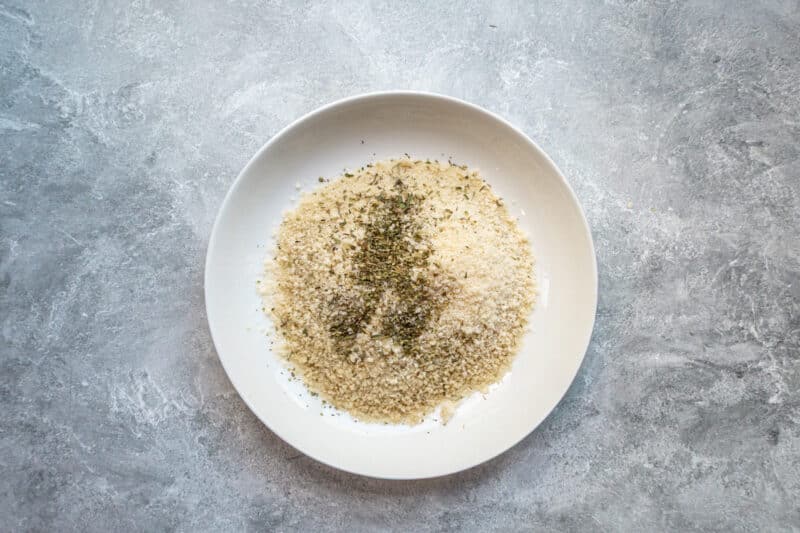 Panko and Parmesan breading mixture for the air fryer chicken Parmesan.