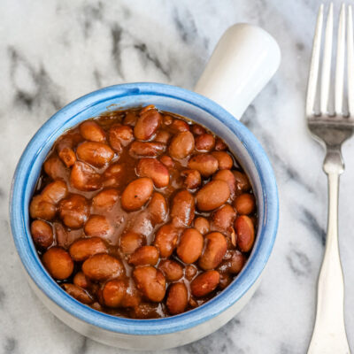 baked yellow eye beans in a bowl