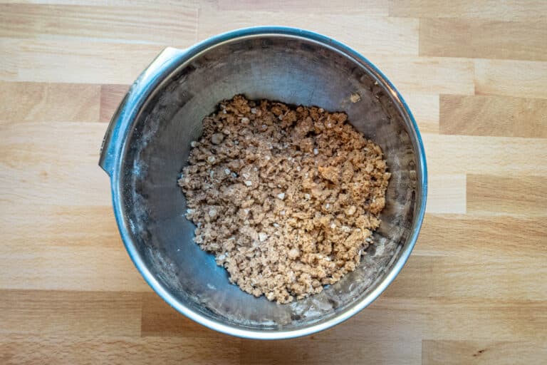 Apple crisp topping in a bowl.