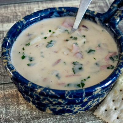 A bowl of potato soup.