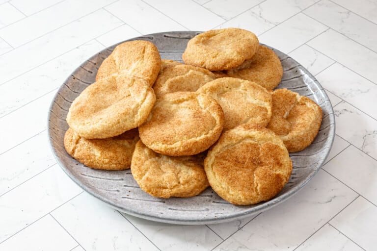A plate of gluten free snickerdoodles