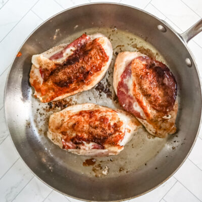 Chicken breasts with capicola and provolone cheese.