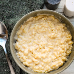 Next level mac and cheese in a serving bowl, ready to enjoy.