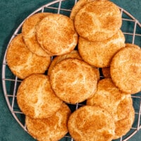 Snickerdoodles on a cooling rack.