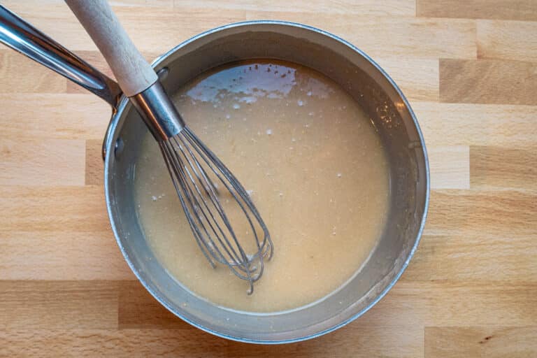 Make the filling in a saucepan for a chess pie.