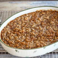 Sweet potato casserole in a baking dish.