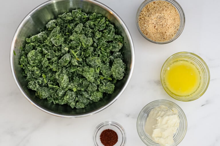 Ingredients for a spinach casserole.