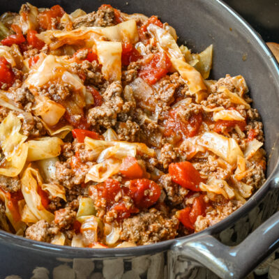 Unstuffed cabbage in a dish for serving.