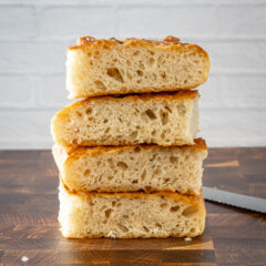 A stack of focaccia slices.