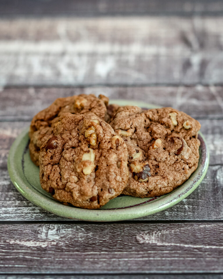 5 ingredient cake mix double chocolate chip cookies on a plate