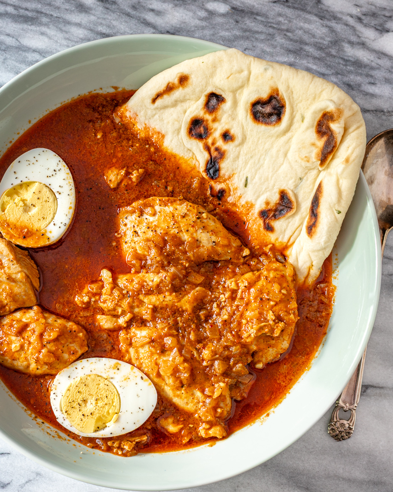 doro wat with chicken thighs and hard boiled egg
