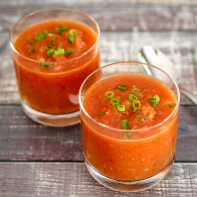 Fresh gazpacho in glasses