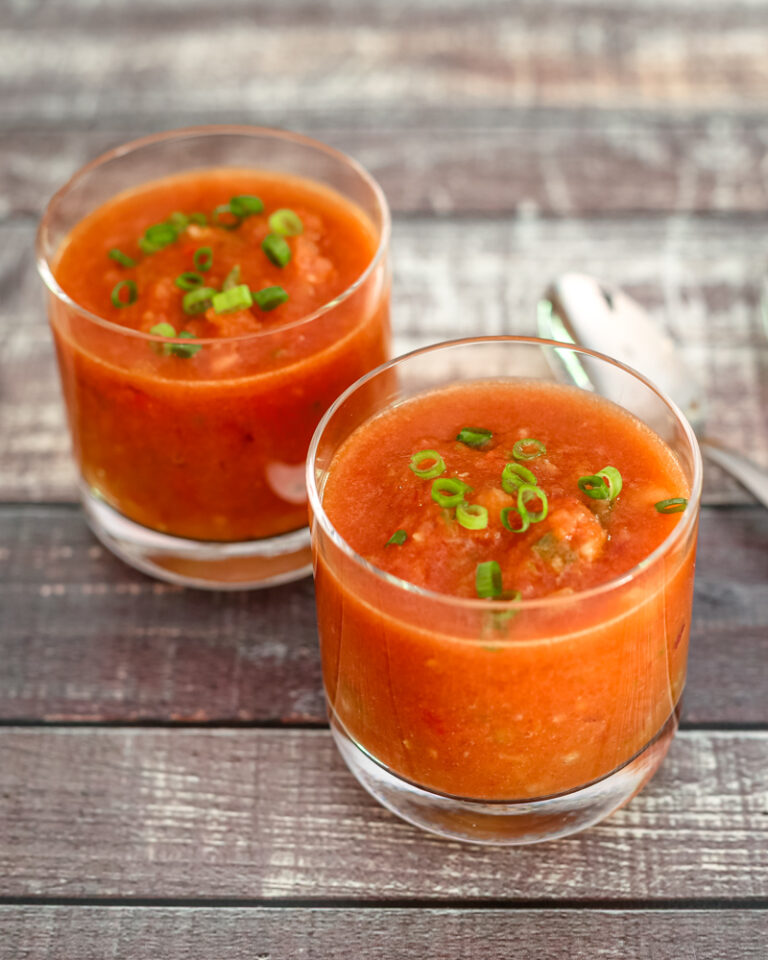 Fresh gazpacho in glasses