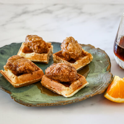 chicken and waffles, bite-sized appetizers or snacks