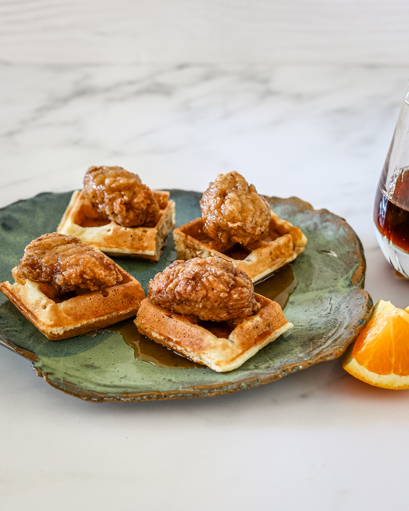 chicken and waffles, bite-sized appetizers or snacks