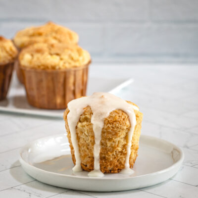 gluten free pineapple muffins drizzled with icing
