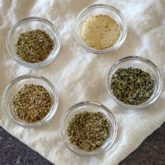 Homemade Italian seasoning blend prep.