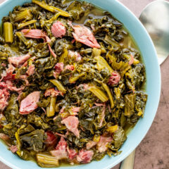 Instant Pot Southern greens in a serving bowl.