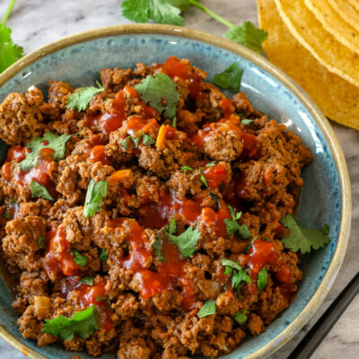 Instant pot taco meat in a bowl.