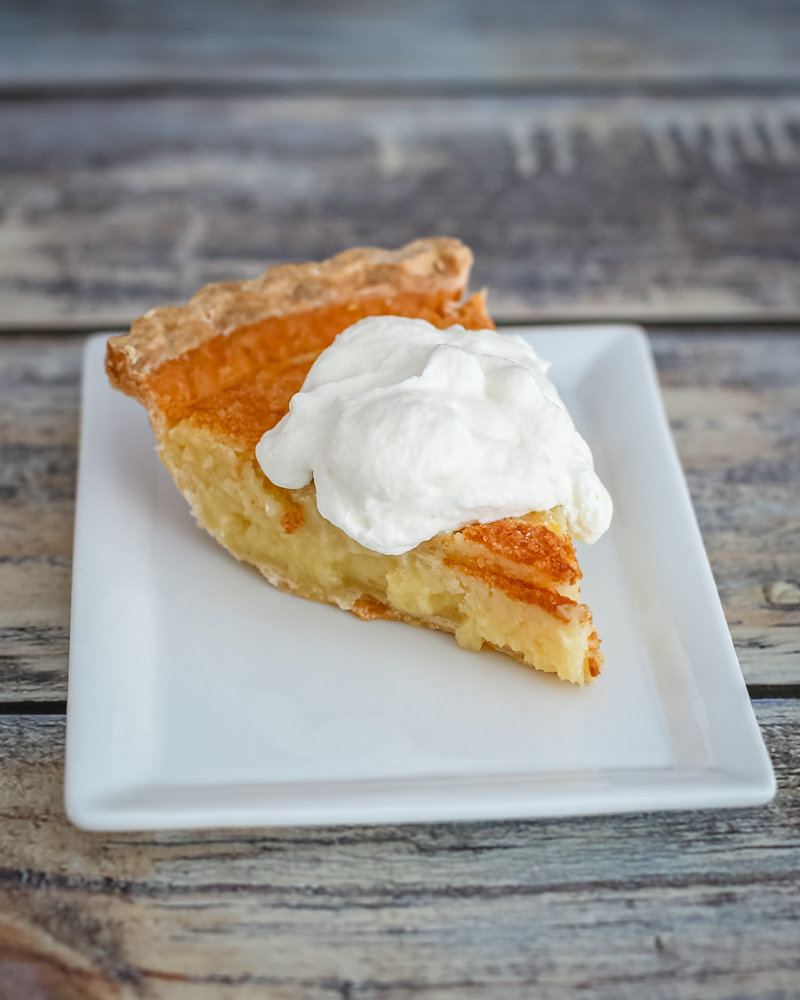 lemon buttermilk pie with whipped cream