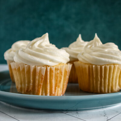 lemon cream cheese frosting on cupcakes