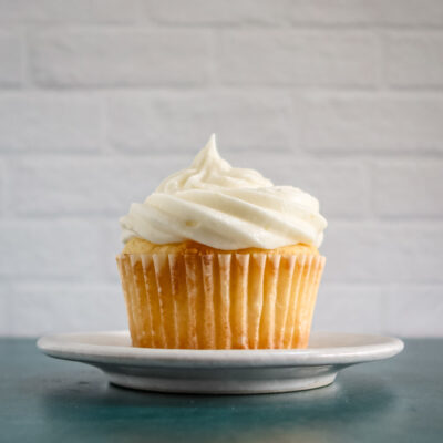 lemon cupcake on a small plate