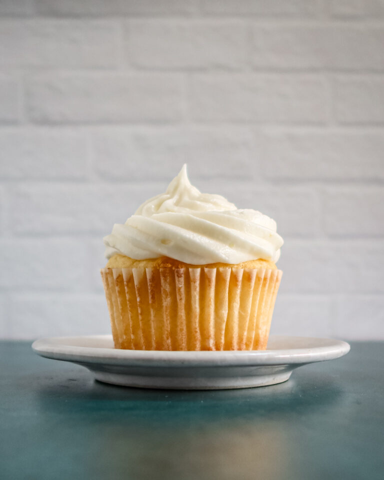 lemon cupcake on a small plate