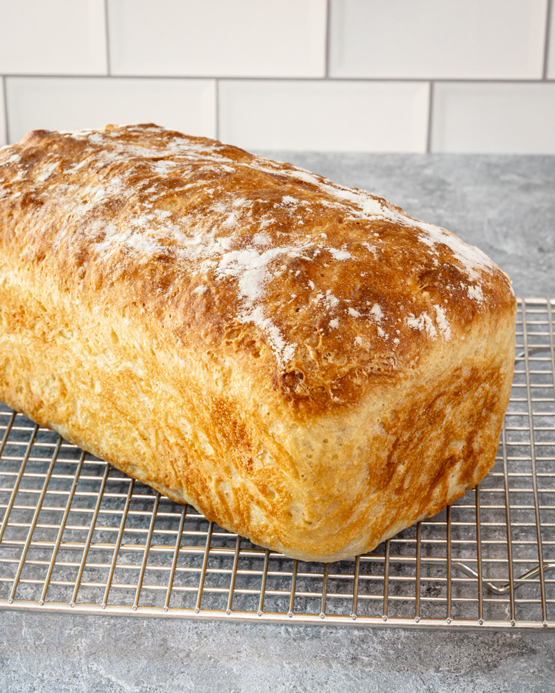 No knead bread, in loaf form.