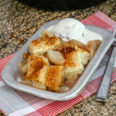 A serving of pear pandowdy.