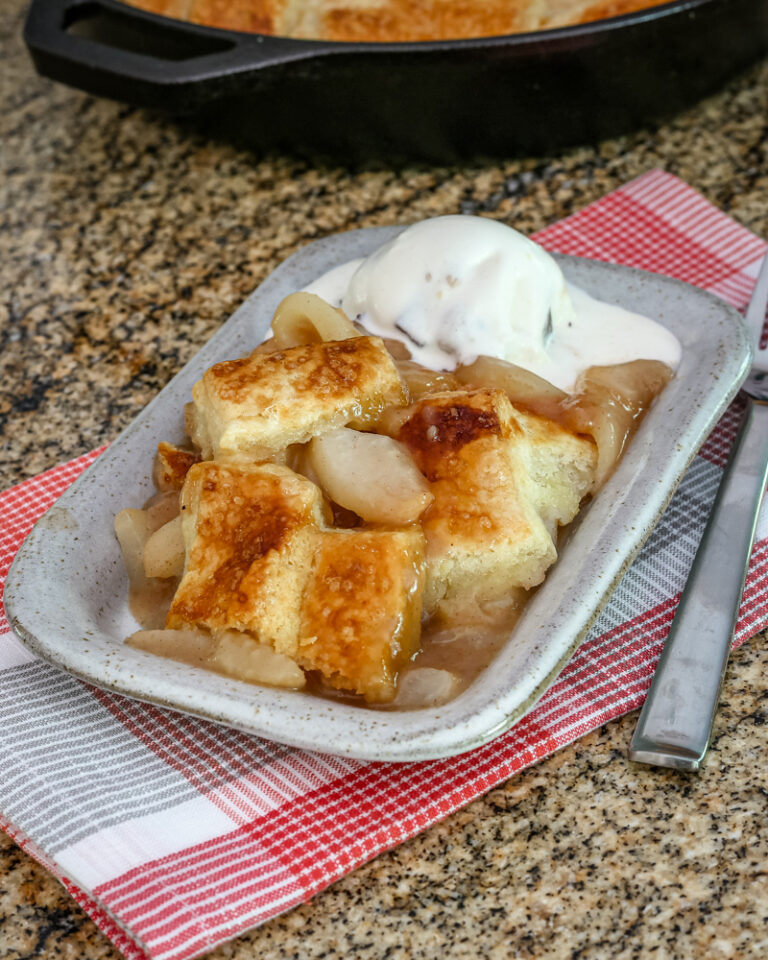 A serving of pear pandowdy.