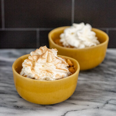 pumpkin rice pudding in dessert dishes